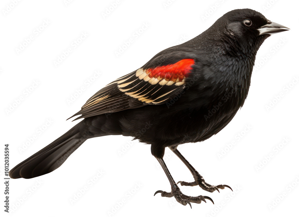 Obraz premium PNG Red winged blackbird animal beak white background.