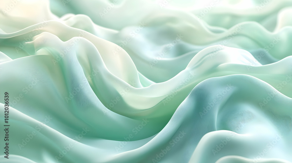 Fototapeta premium Abstract Green Wavy Background - Illustration