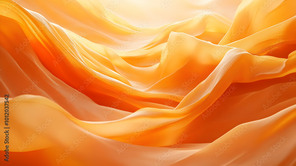 Abstract Orange and Yellow 3D Waves Illustration