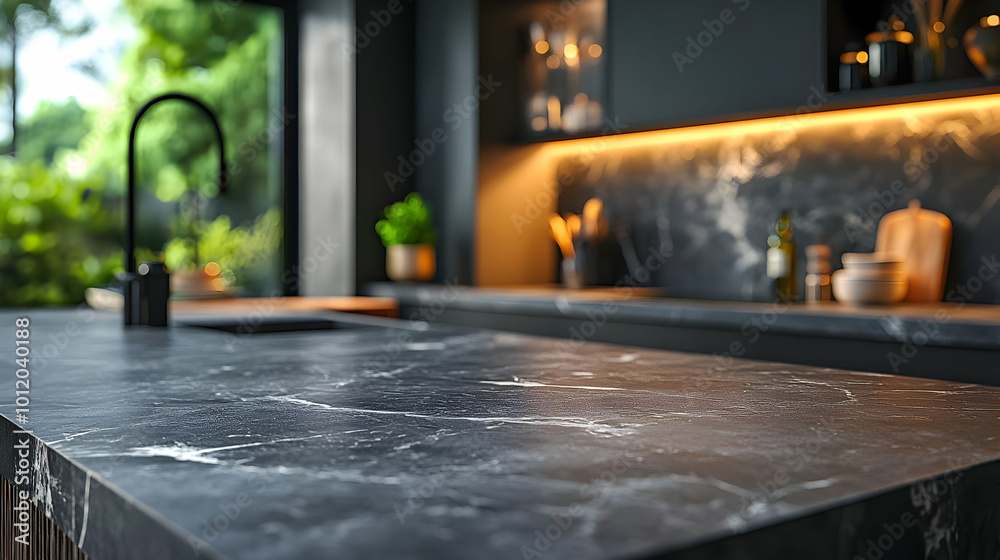 Black Marble Kitchen Countertop Illustration Black Marble Kitchen Countertop Illustration