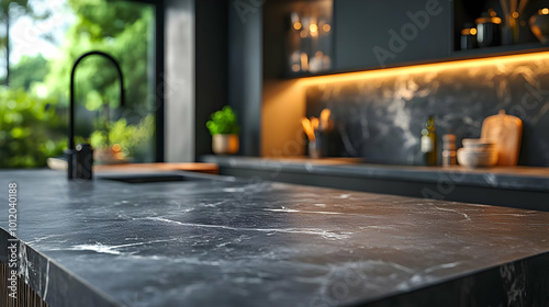 Black Marble Kitchen Countertop Illustration