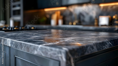 Black Marble Kitchen Countertop - Realistic Image