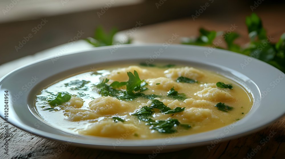Homemade Creamy Potato Soup with Parsley - A Tasty Dish Photo Homemade Creamy Potato Soup with Parsley - A Tasty Dish Photo