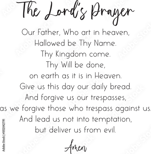 Our Father Prayer, The Lord's Prayer printable wall art on white background, Bible Verse Printable Art, Scripture poster, Bible Quote, Christian Decor