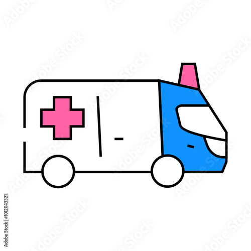 ambulance car line icon vector. ambulance car sign. isolated symbol illustration