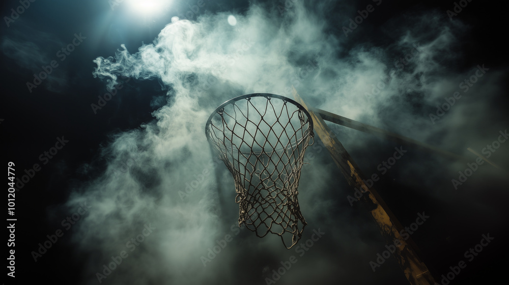 Dramatic Picture of bastetball Net Surrounded by Smoke. Dramatic Picture of bastetball Net Surrounded by Smoke.