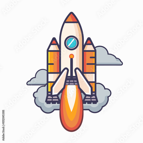 Space rocket icon. Vector illustration in cartoon style on a white background.