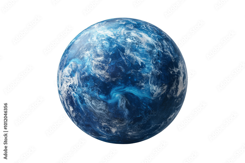 Naklejka premium Blue planet with different texture on transparent background
