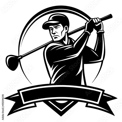 golf player silhouette vector logo