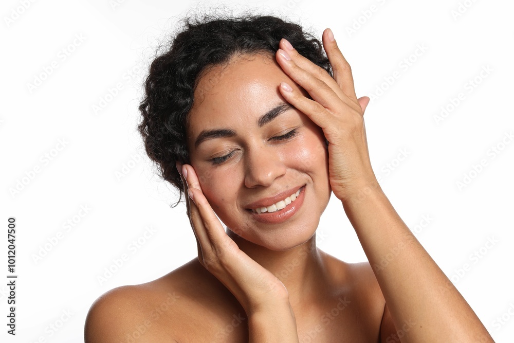 Cosmetology. Beautiful woman with perfect skin on white background