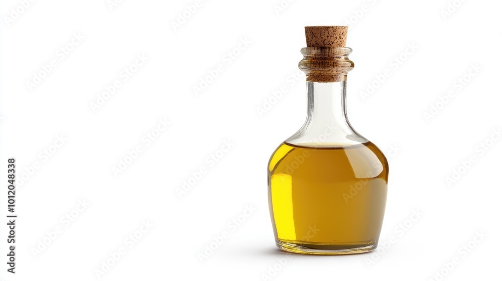 Bottle of Cooking Oil with Cork Cap Isolated on White Background. AI generated illustration Bottle of Cooking Oil with Cork Cap Isolated on White Background. AI generated illustration