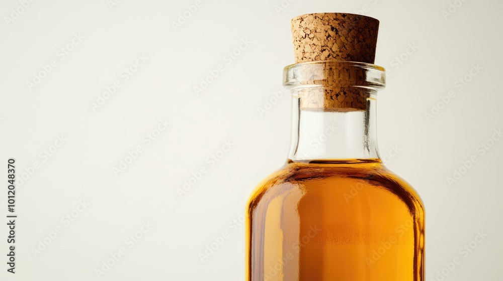 Bottle of Cooking Oil with Cork Cap Isolated on White Background. AI generated illustration Bottle of Cooking Oil with Cork Cap Isolated on White Background. AI generated illustration