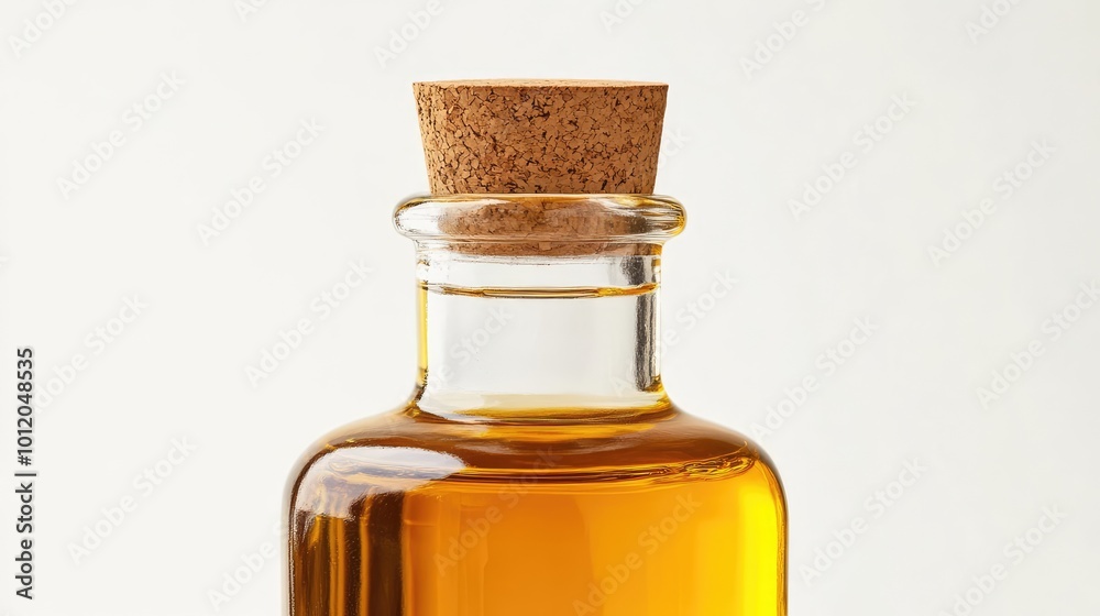 Bottle of Cooking Oil with Cork Cap Isolated on White Background. AI generated illustration Bottle of Cooking Oil with Cork Cap Isolated on White Background. AI generated illustration