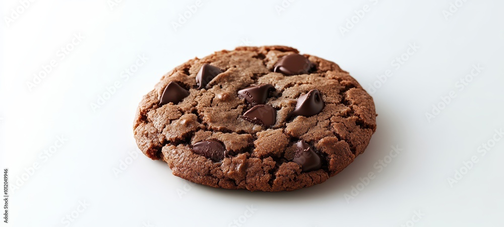 A freshly baked double chocolate chip cookie with gooey chocolate centers and a soft, chewy texture