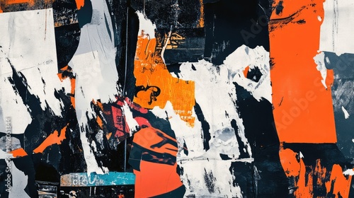 Collage of Torn Street Posters Creating an Abstract Background. AI generated illustration
