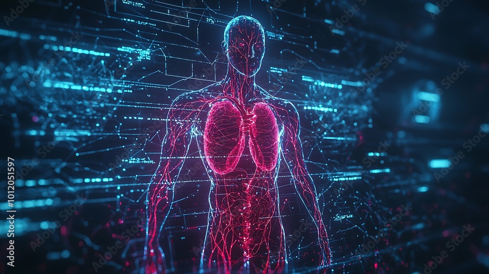 Digital representation of human anatomy in vibrant colors. Digital representation of human anatomy in vibrant colors.