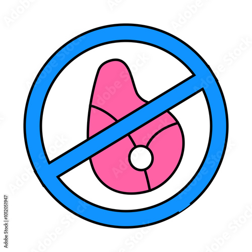 ban on meat line icon vector. ban on meat sign. isolated symbol illustration
