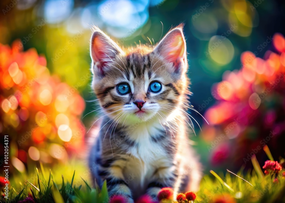 Cute Playful Kitten with a Colorful Logo Design for Pet Products and Branding Projects