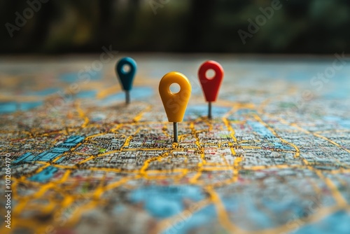 Local Cadastre Map And Location Pins, Generative AI