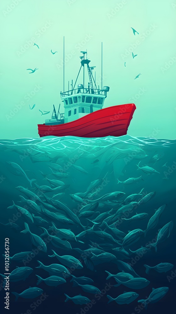 Obraz premium Impact of Trawlers on Marine Life and Ecosystems