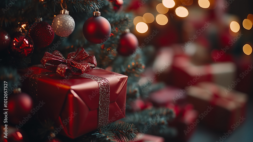 beautifully decorated Christmas tree with gifts underneath beautifully decorated Christmas tree with gifts underneath