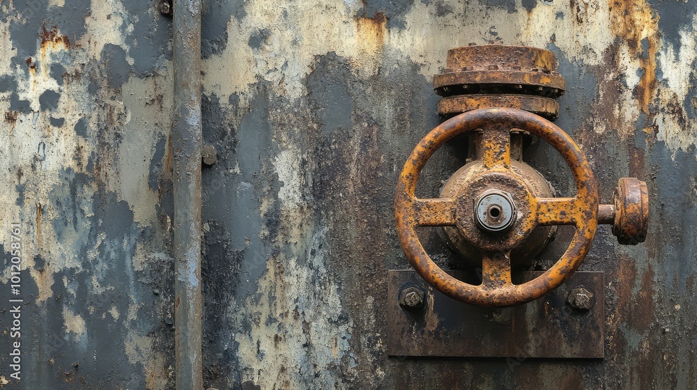 Old Rusty Gas Control Valve in Industrial Setting. AI generated illustration Old Rusty Gas Control Valve in Industrial Setting. AI generated illustration