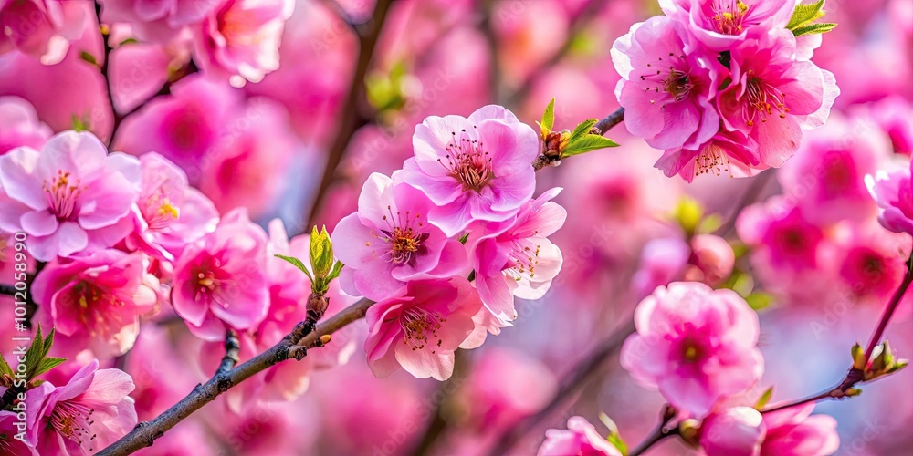 Delicate Pink Blooms in Full Bloom Signifying Spring's Arrival and Natural Beauty of Flowers Delicate Pink Blooms in Full Bloom Signifying Spring's Arrival and Natural Beauty of Flowers