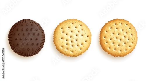 Set of Crispy Cracker Cookies. AI generated illustration