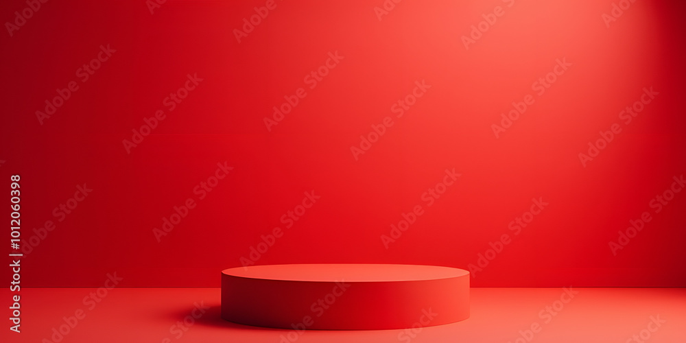 Minimal red podium with a soft holiday background_00001_ Minimal red podium with a soft holiday background_00001_