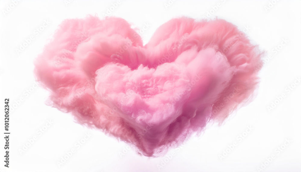Pink cloud in shape of heart isolated on white background. Pink cloud in shape of heart isolated on white background.