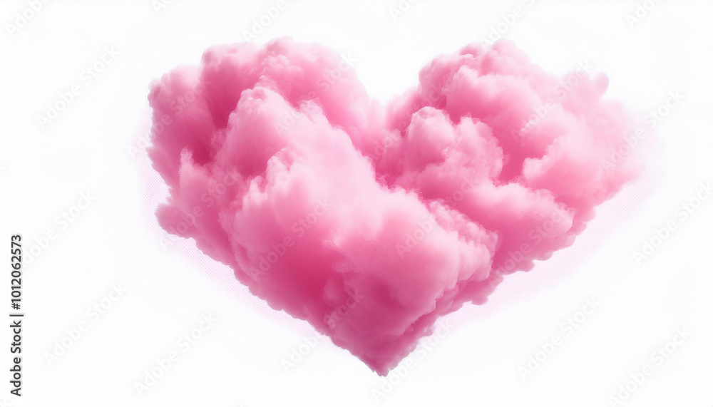 Pink cloud in shape of heart isolated on white background. Pink cloud in shape of heart isolated on white background.