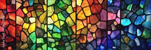 A stained glass effect with rainbow colors filling the different sections photo