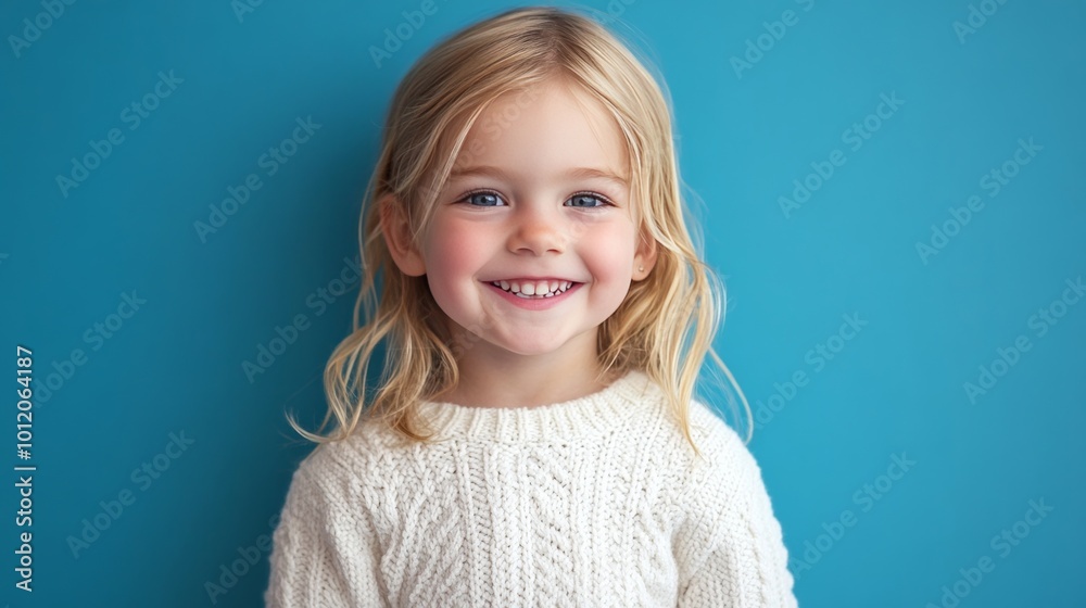 Blonde in white sweater smiles Blonde in white sweater smiles