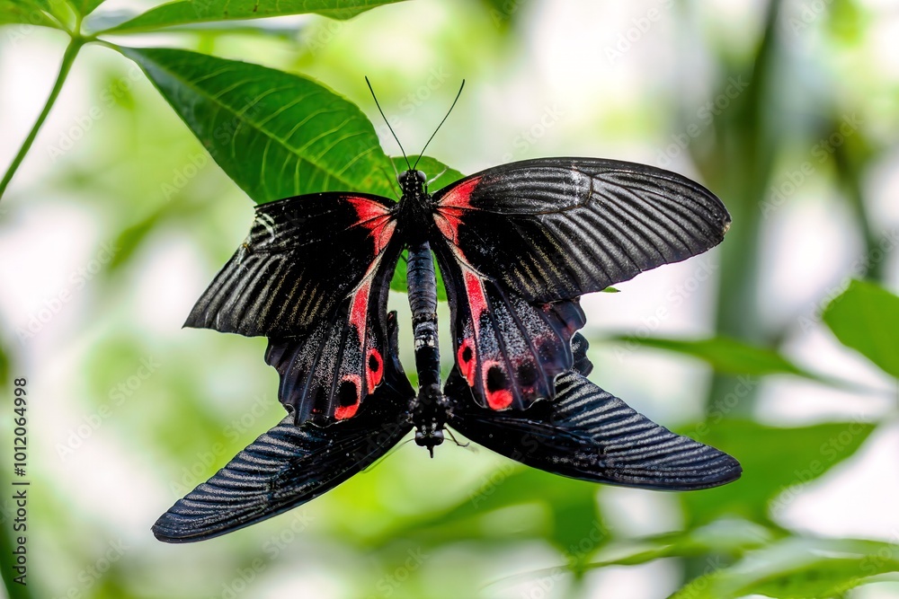 Macro shot of a mating Papilon Knight butterfly