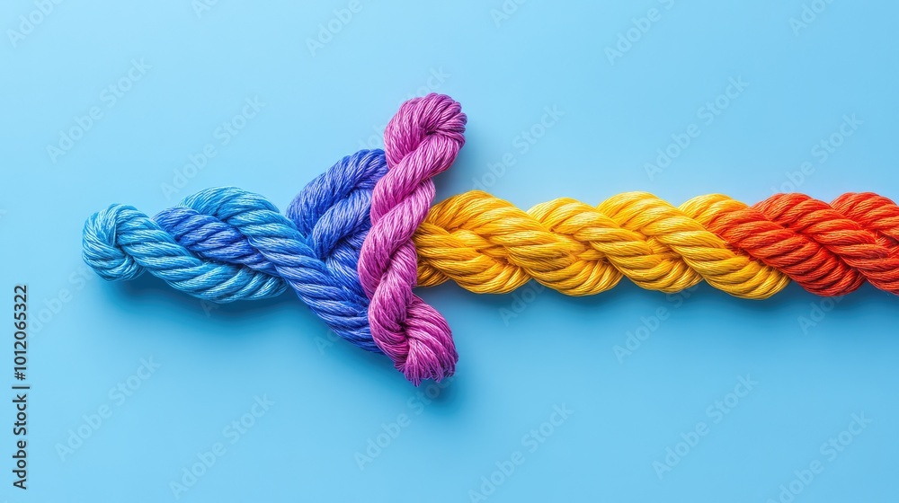 Diverse Ropes Forming an Arrow Symbolizing Success. AI generated illustration Diverse Ropes Forming an Arrow Symbolizing Success. AI generated illustration