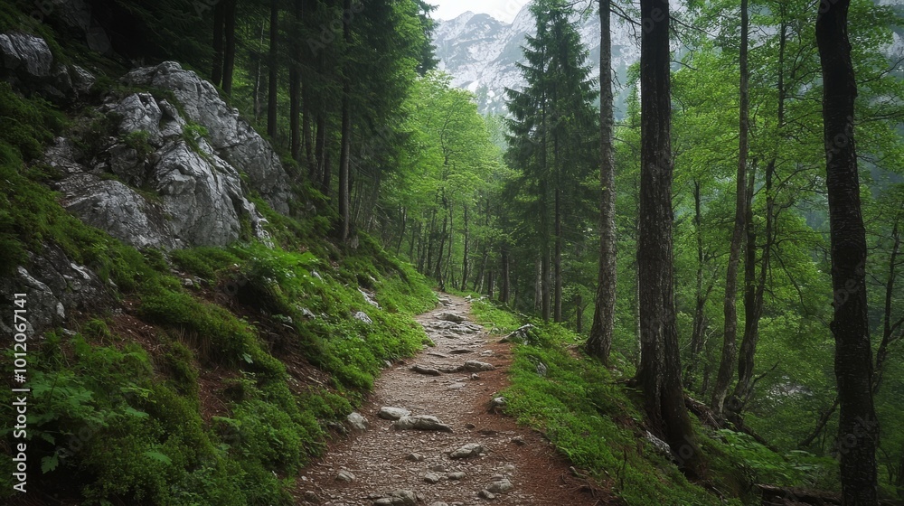 Fototapeta premium Hike in the stunning Alps.