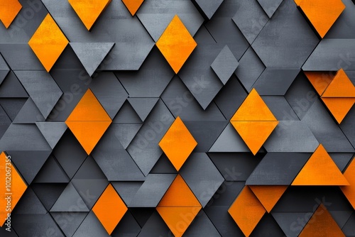 Abstract grey orange triangle pattern background, Generative AI