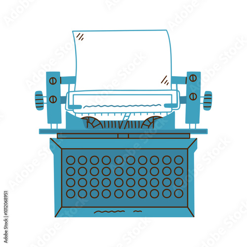 Retro typewriter. Antique on an isolated white background. Vector illustration.