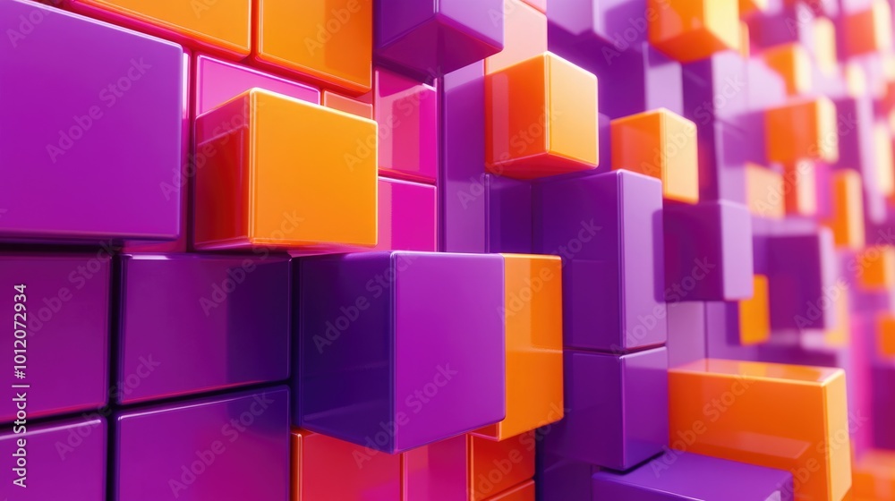 Naklejka premium Innovative Geometry. Vibrant Blocks in Modern Tech Design. 3D Render