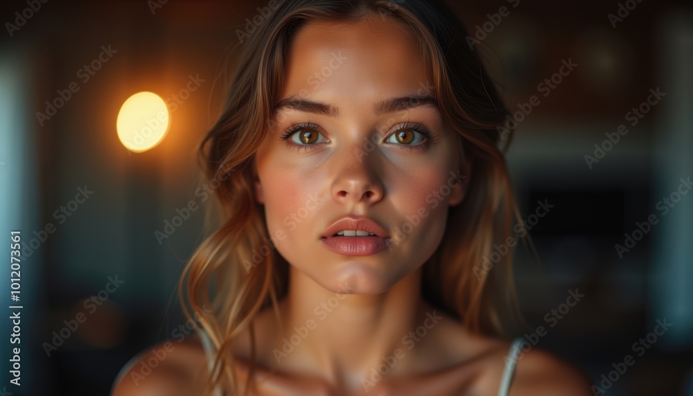 Young woman's emotional face on a simple background. An amazing portrait of youthfulness and elegance.