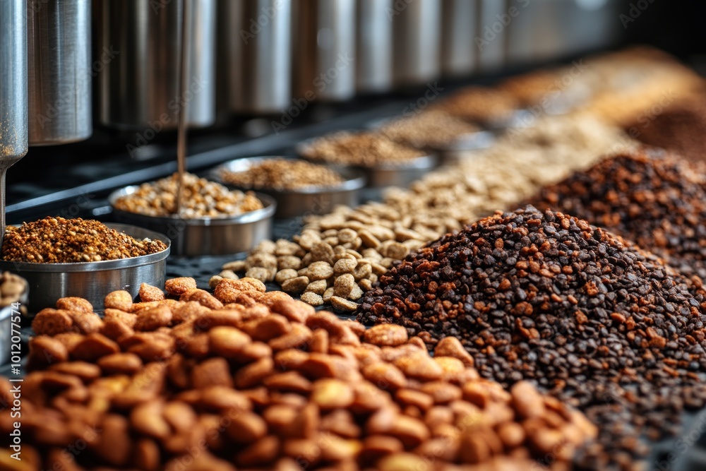 A close-up view of a variety of nuts and seeds displayed in bowls on a counter. A close-up view of a variety of nuts and seeds displayed in bowls on a counter.