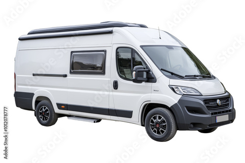 Modern white camper on transparent background