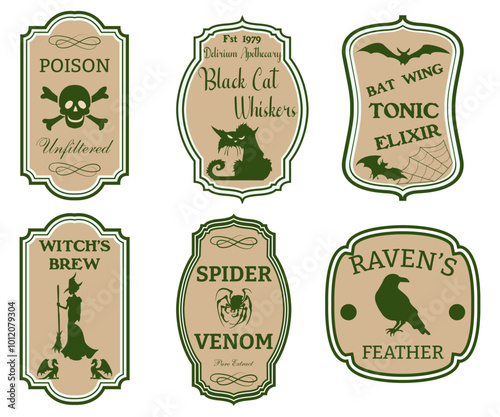 Labels for halloween gift decorating, stickers for sketchbooks and more. Gloomy poison stickers.