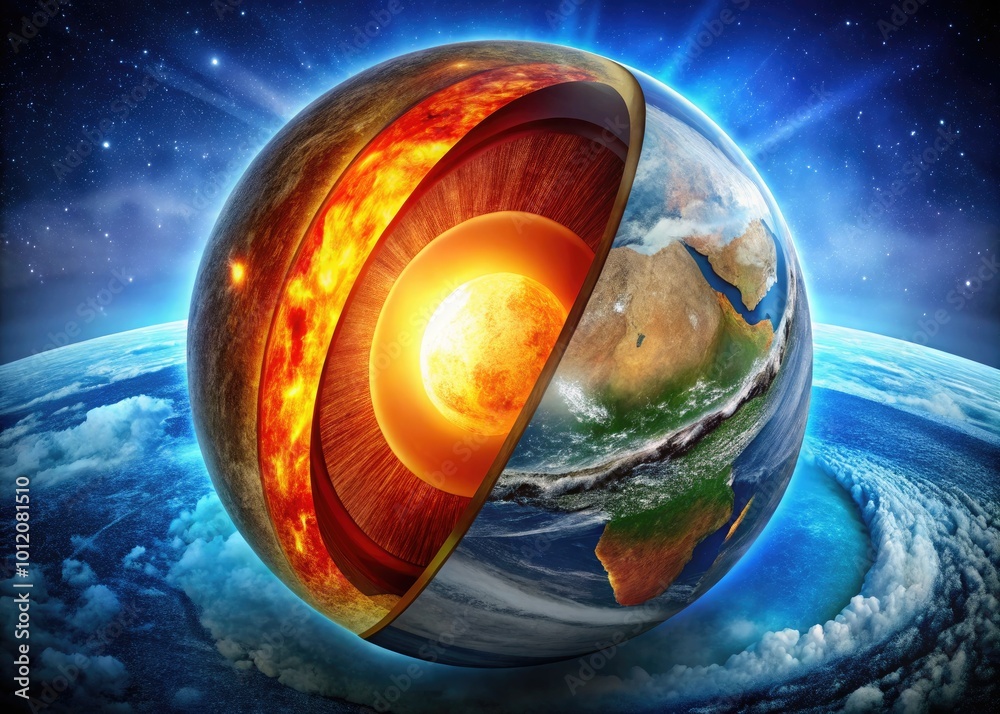 Detailed Diagram Illustrating Earth's Layers: Crust, Mantle, Outer Core ...