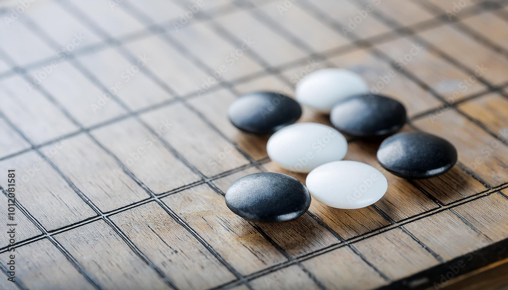 White and black round stones for Korean board game Go. Wei-chi, Chinese game. Patok or Baduk. White and black round stones for Korean board game Go. Wei-chi, Chinese game. Patok or Baduk.