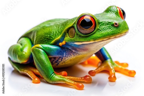 Detailed green tree frog drawing showcasing vibrant colors and intricate features on white background