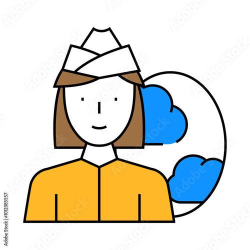 stewardess woman job line icon vector. stewardess woman job sign. isolated symbol illustration