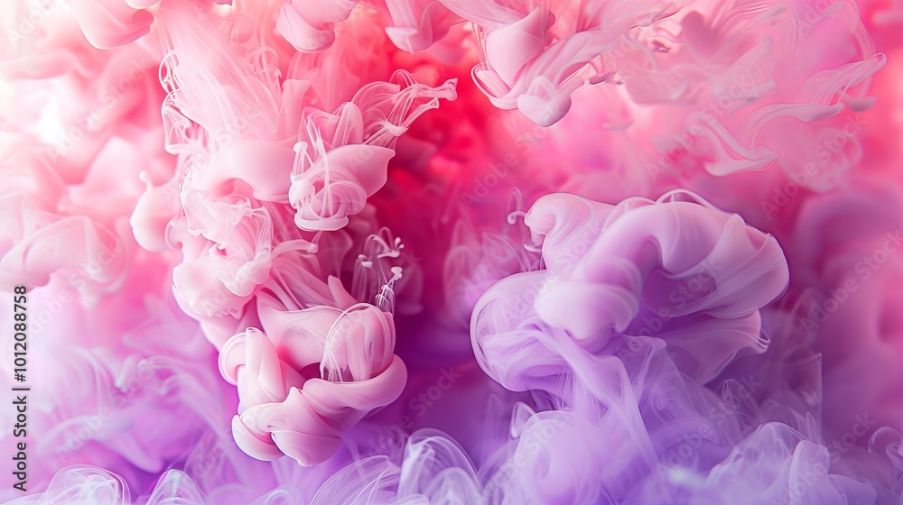 Fototapeta premium Enchanting Pink and Purple Ink Swirls A Captivating Closeup of Mesmerizing Water Patterns