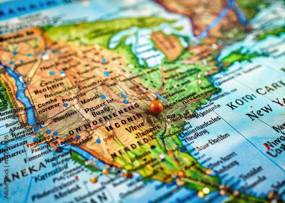 Fototapeta premium Detailed Map Highlighting the Location of New York City Within the United States Geography Landscape