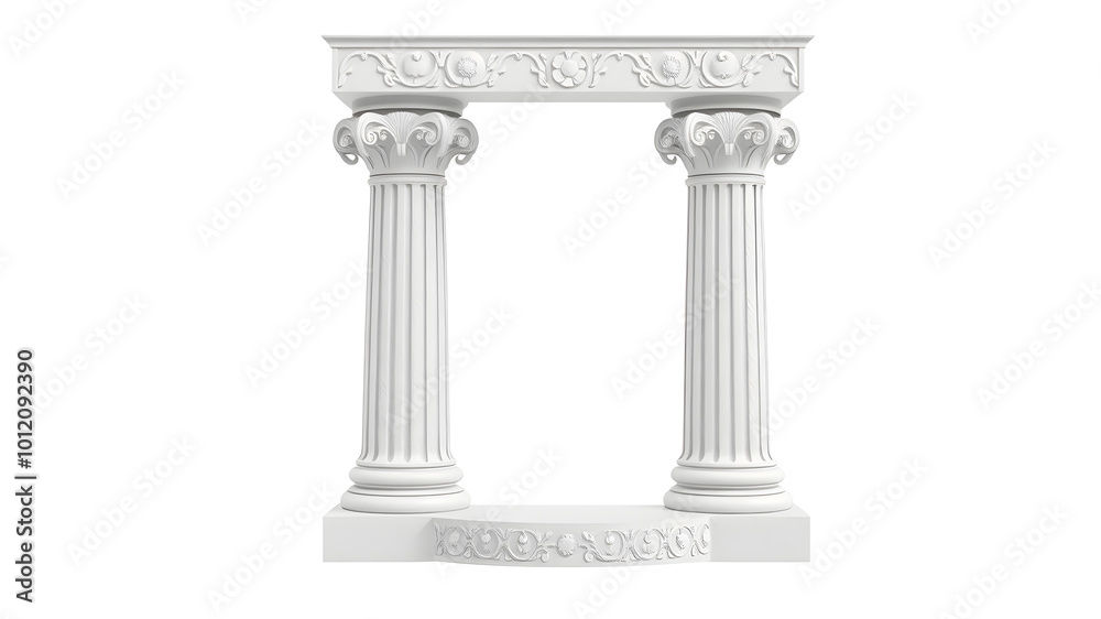 3d pillar, clean concrete, ornament designs, isolated on white background. Generative AI 3d pillar, clean concrete, ornament designs, isolated on white background. Generative AI